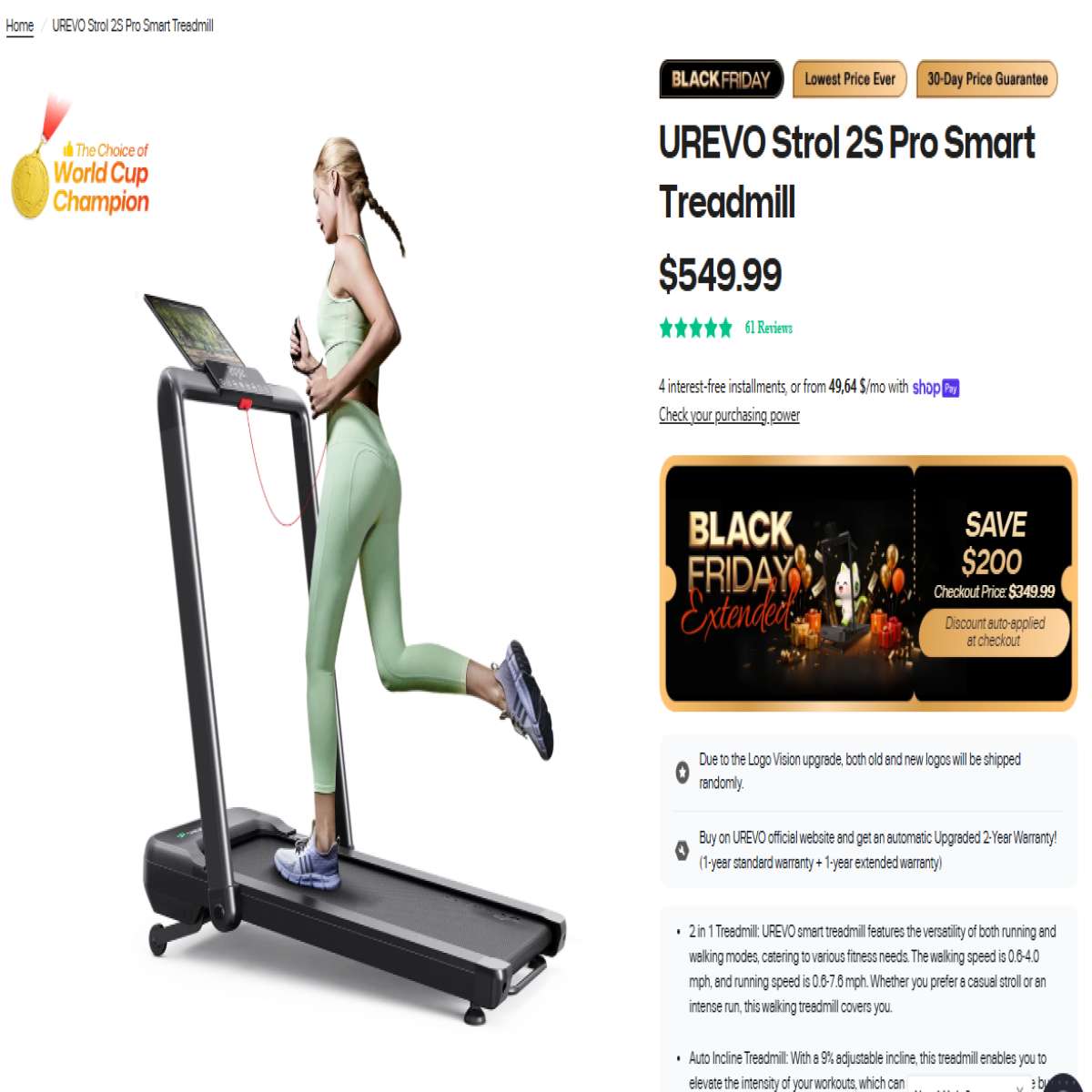 UREVO Strol 2S Pro Smart Treadmill, Foldable, LCD, Remote Control - Photo 10
